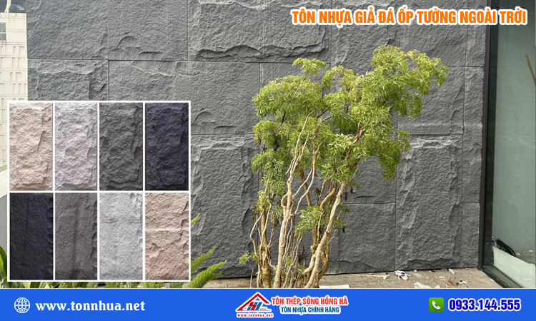 Tấm nhựa giả đá ốp tường ngoài trời 