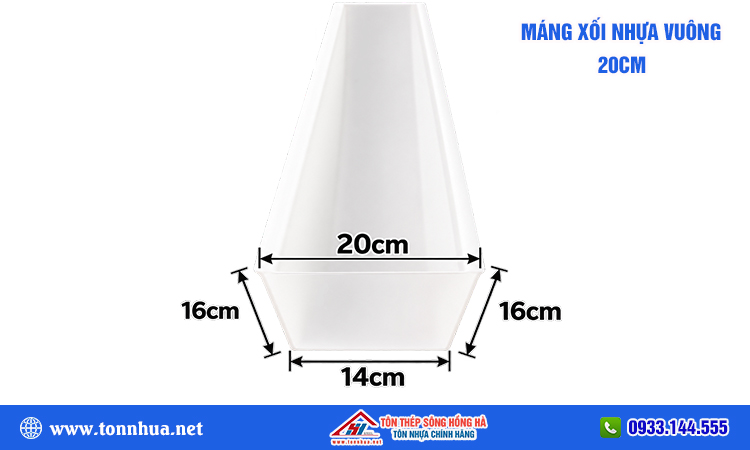 Máng xối nhựa vuông 20