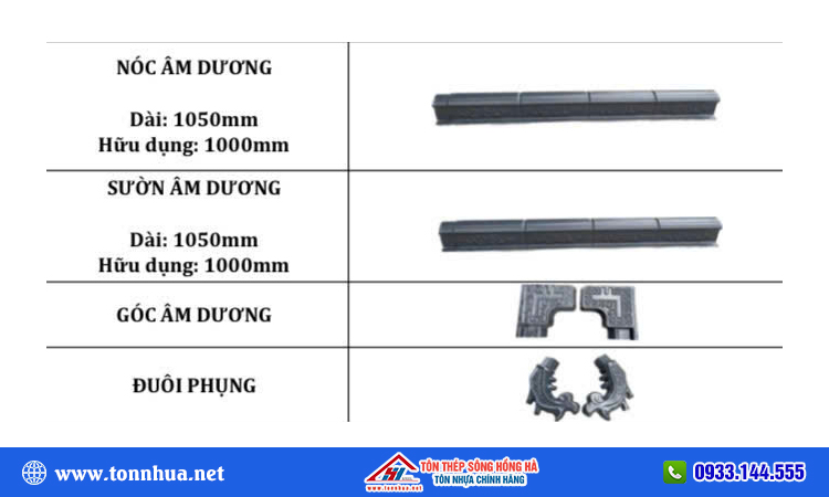 Tấm ngói nhựa âm dương màu đen