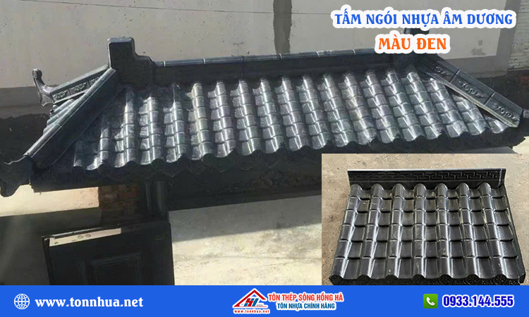 Tấm ngói nhựa âm dương màu đen