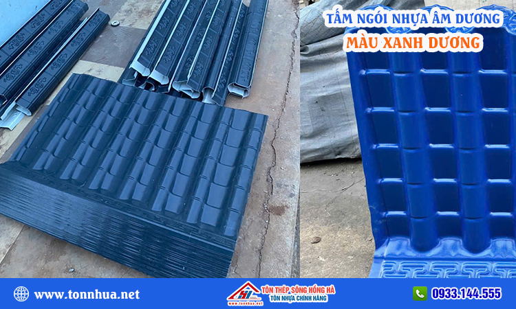 Tấm ngói nhựa âm dương màu xanh dương