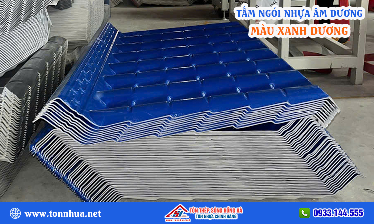 Tấm ngói nhựa âm dương màu xanh dương