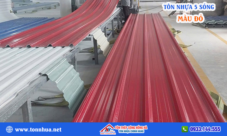 Tôn nhựa 5 sóng màu đỏ