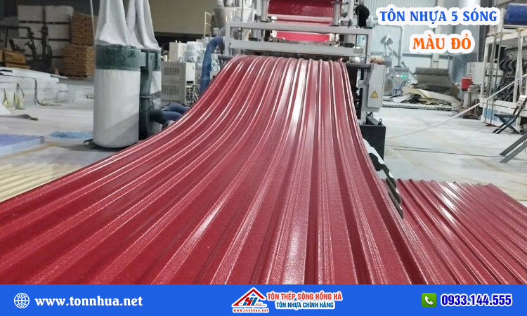 Tôn nhựa 5 sóng màu đỏ