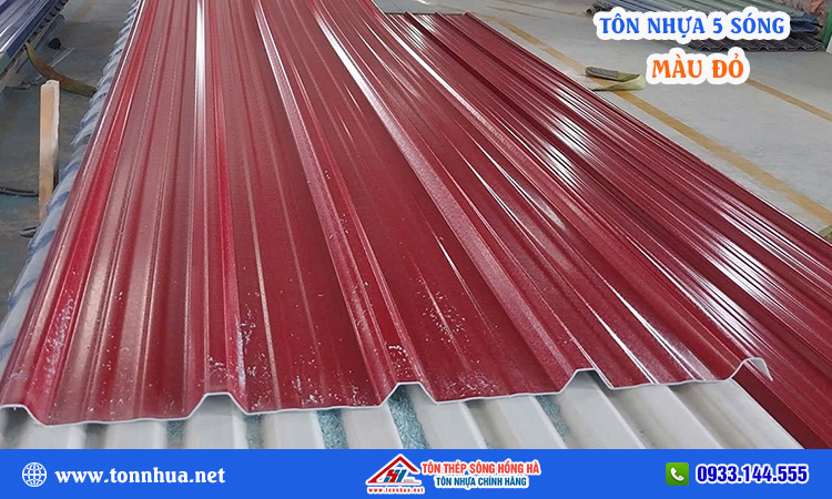 Tôn nhựa 5 sóng màu đỏ