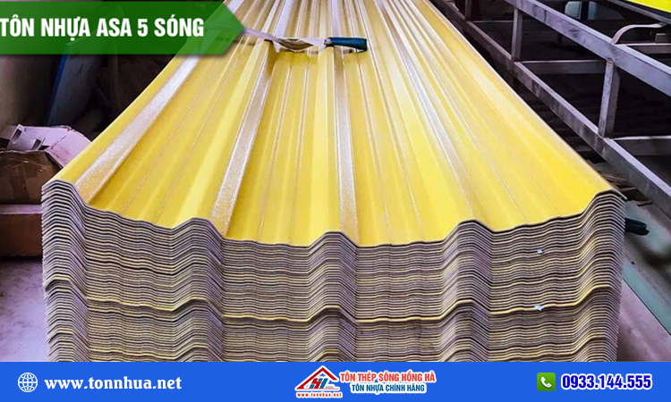 Tôn nhựa 5 sóng màu vàng chanh