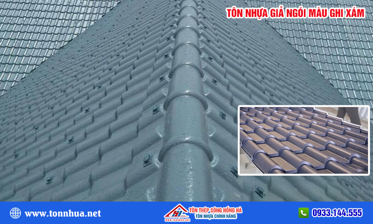 Tôn nhựa giả ngói màu ghi xám
