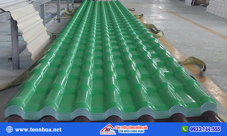 Tôn nhựa ngói 11 sóng xanh lá